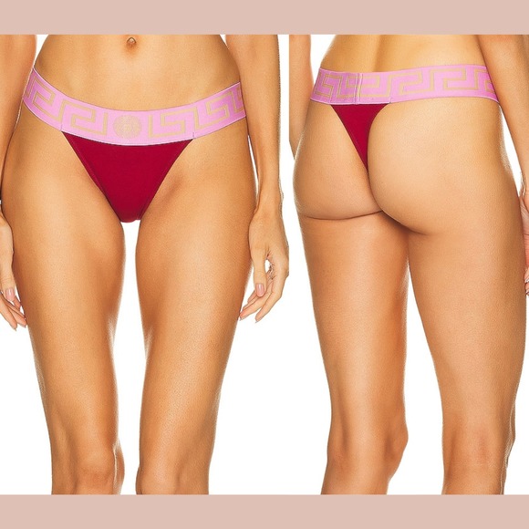 Versace Other - NWT $75 VERSACE [ Womens size 5 ] Iconic Thong In Parade Red & Fuschia T2237